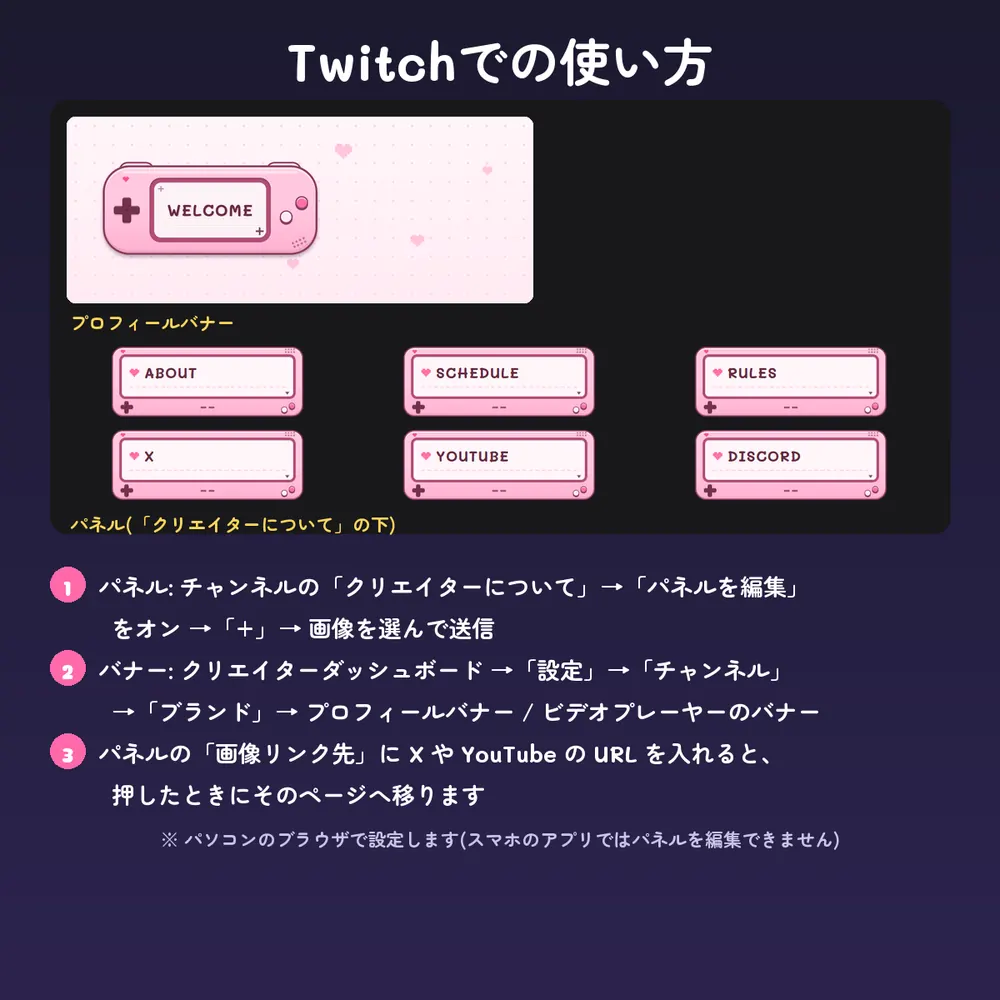 Twitchパネル・バナーの設定のイメージ